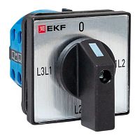 Переключатель кулачковый ПК-1-73 10А 3P для вольтметра (линейное напряжение) IP65 EKF | код pk-1-73-10-65 | EKF