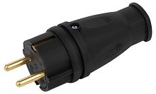 Вилка VX10-B-IP44 16А IP44 прямая с заземл. каучук черн. ЭРА | код Б0055414 | Эра