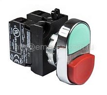 CM102K21KY Кнопка сдвоенная выступающая красно-зеленая (1НО+1НЗ) (CM) | код CM102K21KY | EMAS