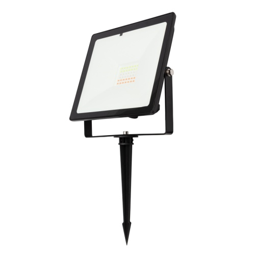 Прожектор светодиодный REXANT с пультом дистанционного управления 30 Вт, цвет свечения мультиколор (RGB) + опора на грунте 605-100 | код 605-012promo | REXANT