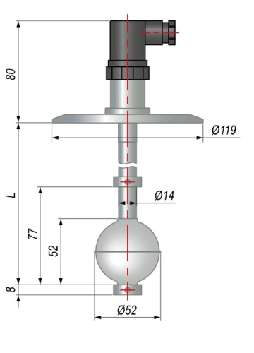 Датчик уровня поплавковый ПДУ-3Н.2.800.200.CL100 | код 132037 | ОВЕН