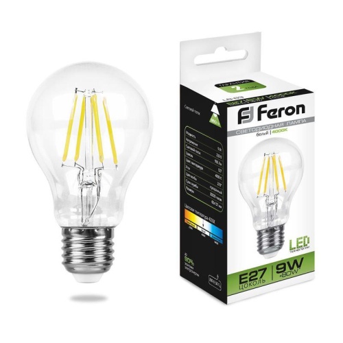 Лампа светодиодная LED 9вт Е27 белый FILAMENT | код 25632 | Feron