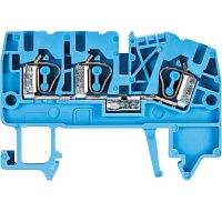 Проходная клемма, 3 точки подключения, тип фиксации провода: пружинный, номинальное сечение: 2,5 мм кв., 24A, 800V, ширина: 5 мм, цвет: синий, тип монтажа: DIN 35 | код 56.703.5053.6 | Wieland