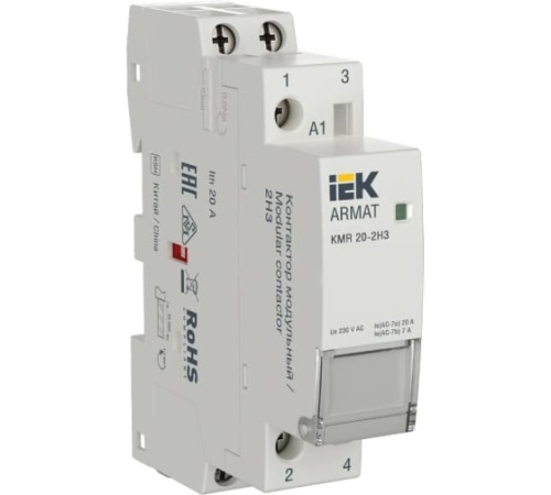 ARMAT Контактор модульный KMR 20А 230В AC 2НЗ IEK | код AR-KMR10-020-02-230 | IEK ARMAT Контактор модульный KMR 20А 230В AC 2НЗ IEK | код AR-KMR10-020-02-230 | IEK