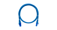 Коммутационный шнур NIKOMAX U/UTP 4 пары, Кат.6 (Класс E), 250МГц, 2хRJ45/8P8C, T568B, заливной, с защитой защелки, многожильный, BC (чистая медь), 24AWG (7х0,205мм), LSZH нг(А)-HFLTx, синий, 3м | код NMC-PC4UE55B-030-C-BL | NIKOMAX