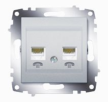 Cosmo алюминий розетка TF 2-ая (RJ 11 + RJ 11) | код 619-011000-222 | ABB
