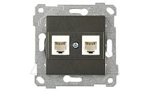 Rita - Розетка 2хRJ-45 кат. 6 UTP, дымчатый | код 2200-141-0195 | Mutlusan