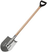 Лопата штыковая, нержавеющая сталь Профи, с деревянным черенком и V-ручкой 200х355х1420 мм | код 77175 | FIT