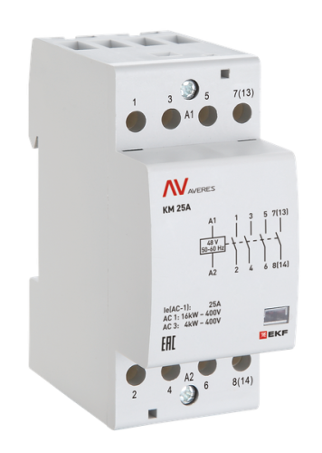Контактор модульный КМ 40А 1NC+1NO 48VAC (2 мод.) AVERES EKF | код km-av-2-40-11-48V | EKF Контактор модульный КМ 40А 1NC+1NO 48VAC (2 мод.) AVERES EKF | код km-av-2-40-11-48V | EKF