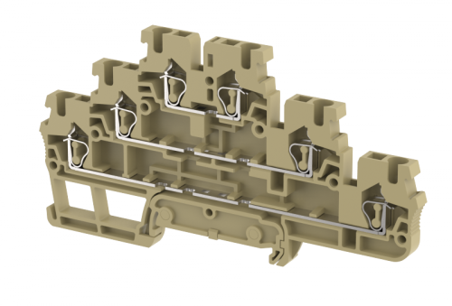 Клемма проходная пружинная 2,5 мм2, трехуровневая, на 6 подключения, хаки SQ2.5-3T-KHAKHI | код 2102030006 | Elmex Клемма проходная пружинная 2,5 мм2, трехуровневая, на 6 подключения, хаки SQ2.5-3T-KHAKHI | код 2102030006 | Elmex
