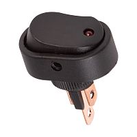 Выключатель клавишный 12V 20А (3с) ON-OFF черный ОВАЛ с красной LED подсветкой REXANT | код 36-2670 | REXANT