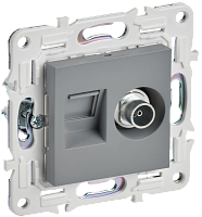 SKANDY Роз. двойная TV+RJ45 кат.5E SK-A14Gr сер. IEK | код SK-AK20-1-K03 | IEK