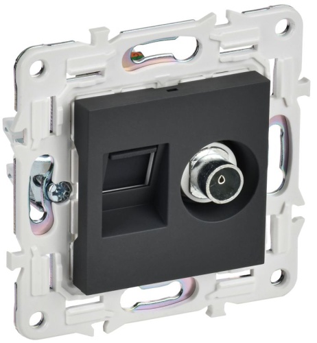 SKANDY Розетка двойная TV+RJ45 кат.6E SK-A15G графит IEK | код SK-AK20-2-K53 | IEK