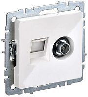 BRITE Розетка двойная TV+RJ45 кат.5E РТВ/РК12-БрКр белый | код BR-AK20-1-K01 | IEK