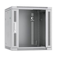 Шкаф телекоммуникационный настенный разобранный 19дюйм 12U 600x450x635mm (ШхГхВ) дверь стекло, цвет серый (RAL 7035) | код 10762c | Cabeus