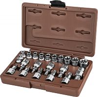 953222 Набор головок торцевых, внешний TORX®, и насадок с вставками-битами TORX®, 22 предмета | код 953222 | Ombra