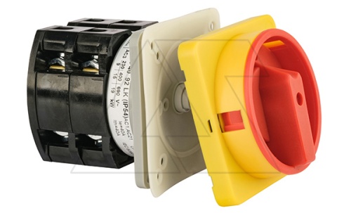 Переключатель BS 40 92 LK (IP54), аварийный, 4P, 40A, тип 0-1, 18.5kW(400VAC по АС-23), на дверь, красная блокируемая в 0 рукоятка, фронт IP54 | код EAC610685 | Rade Koncar