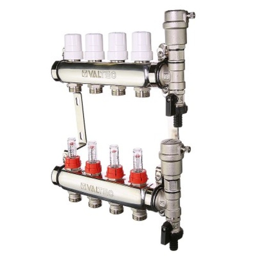 Коллекторная группа НЕРЖ со встр. расх. в сборе, 1"х7 вых. Евроконус 3/4" | код. VTc.589.EMNX.0607 | VALTEC Коллекторная группа НЕРЖ со встр. расх. в сборе, 1"х7 вых. Евроконус 3/4" | код. VTc.589.EMNX.0607 | VALTEC