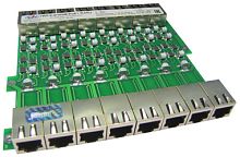 Восьмипортовое устройство, для защиты от импульсных перенапряжений оборудования локальных вычислительных сетей категорий Cat.5e и Cat.6, ГИП 8.4/250М PoE+ RJ/RJ | код 400 518 | Hakel