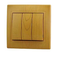 Мира Выключатель тройной ольха | код 701-0701-109 | Lezard