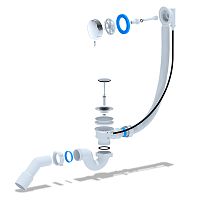 Сифон для ванны АНИ полуавтомат прямоточный 520 мм | код EM311 | АНИ пласт