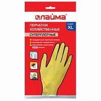 Перчатки хозяйственные латексные LAIMA Премиум , МНОГОРАЗОВЫЕ, хлопчатобумажное напыление, суперплотные, XL (очень большой), 600781 | код 600781 | LAIMA