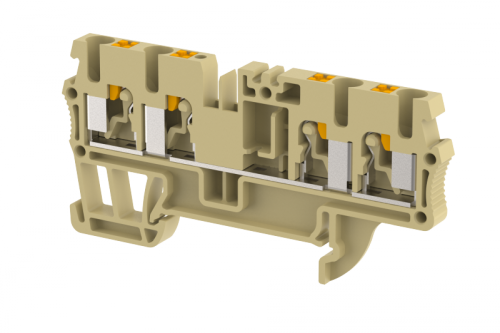 Клемма проходная PUSH-IN 2,5 мм2, на 4 подключения, хаки PQ2.5-2X2-KHAKHI | код 3102060006 | Elmex