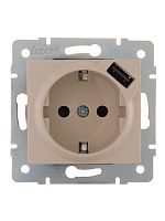 Механизм розетки 1-м СП KARINA 16А с з/к + USB разъем крем LEZARD 707-0388-181