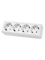 Розетка 4-х местная горизонтальная 2П+3 открытой установки IP20 16A с з/ш белая Ладога TDM | код SQ1801-0131 | TDM
