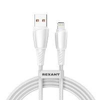 Кабель USB-A – Lightning для Apple, 2,4А, 1м, в белой нейлоновой оплетке REXANT | код 18-7061 | REXANT