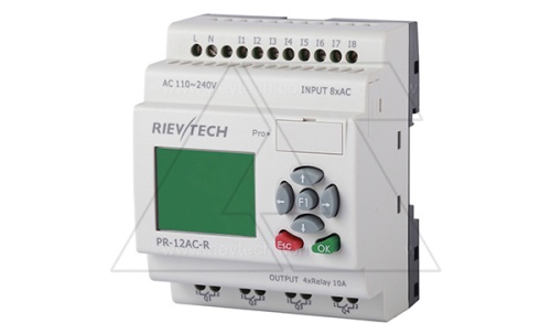 Программируемый логический контроллер SR-12AC-R, 110_240VAC, 8DI, 4RO(10A), RTC, FBD, Ethernet, ЖКИ | код SR-12AC-R | Rievtech