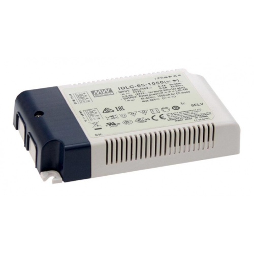 Источник питания AC-DC, 64.4Вт, вход 180…295В AC, 47…63Гц/254…417В DC, ККМ, выход 34…46В/1400мА, изоляция 3750В AC, в кожухе 130х75х25, -20…+85С (корпус), димминг 0...10 В/ШИМ | код IDLC-65-1400 | MeanWell Источник питания AC-DC, 64.4Вт, вход 180…295В AC, 47…63Гц/254…417В DC, ККМ, выход 34…46В/1400мА, изоляция 3750В AC, в кожухе 130х75х25, -20…+85С (корпус), димминг 0...10 В/ШИМ | код IDLC-65-1400 | MeanWell
