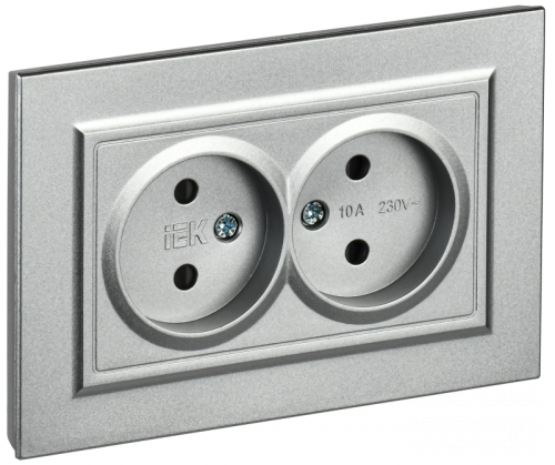 BRITE Роз. 2-я без з/к с з/ш 10А в сб. РСш12-2-БрА алюм. IEK | код BR-R23-10-K47-F | IEK