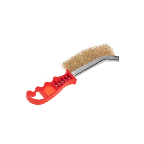 Щетка металлическая с пластиковой ручкой, витая латунированная проволока KRANZ | код KR-91-1354 | KRANZ Щетка металлическая с пластиковой ручкой, витая латунированная проволока KRANZ | код KR-91-1354 | KRANZ