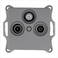 Розетка телевизионная оконечная TV + FM + SAT 3-м Ф9.5мм механизм алюм. Jasmart G6206S