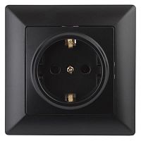 Розетка Intro Solo 4-202-05 с заземлением 2P+E Schuko, 16А-250В, IP20, СУ, антрацит | код Б0053653 | ЭРА