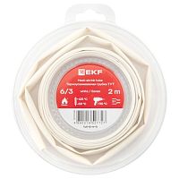 Термоусаживаемая трубка ТУТ нг 6/3 белая ролик 2 м EKF | код tut-6-w-b | EKF