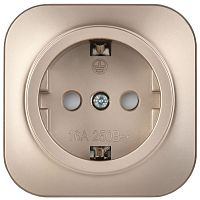 GLORY Розетка 1-местная для открытой установки с заземлением с защитными шторками 16А РСш20-3-ХШм шампань матовый IEK | код ERH14-K37M-16 | IEK