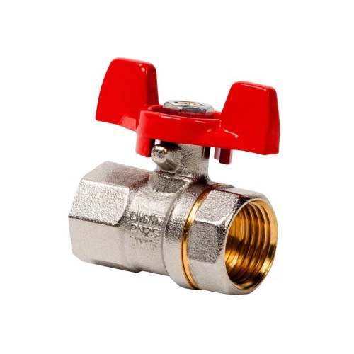 Кран шаровой ручка бабочка латунь внутр./внутр. резьба 3/4дюйм PN25 никель (инд. упак.) | код 34889 | RTP