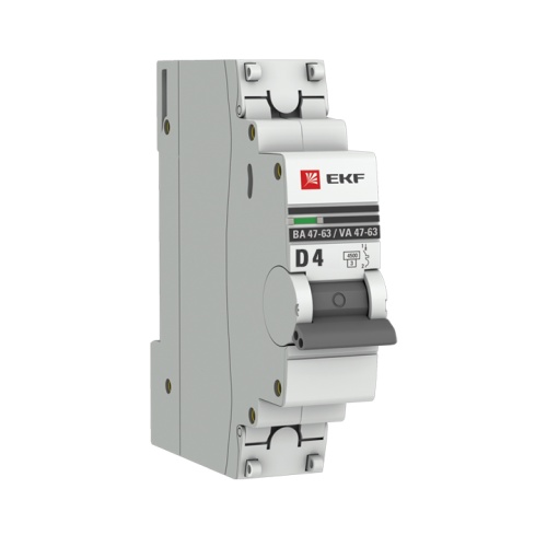 Автоматический выключатель 1P 4А (D) 4,5kA ВА 47-63 PROxima | код mcb4763-1-04D-pro | EKF