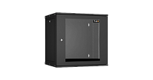 Настенный разборный шкаф TLK 19, 12U, стеклянная дверь, Ш600хВ569хГ450мм, 1 пара монтажных направляющих, черный | код TWI-126045-R-G-BK | TLK
