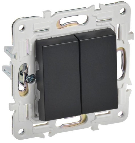 SKANDY Выключатель 2-клавишный проходной 10А SK-V05Bl черный IEKновинка | код SK-V22-0-10-K02 | IEK SKANDY Выключатель 2-клавишный проходной 10А SK-V05Bl черный IEKновинка | код SK-V22-0-10-K02 | IEK