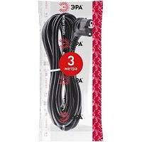 Шнур сетевой с вилкой U-3x1-3m-B с заземлением 3м ПВС 3x1мм2 черный | код Б0048701 | ЭРА