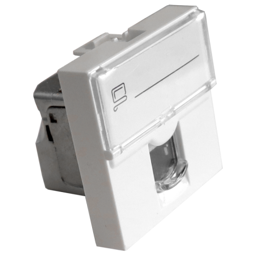 Вставка Mosaic 45x45, RJ-45 STP, кат.5e, со шторкой и увеличенным окном маркировки, белая | код LAN-SIP-23S5E-WH | LANMASTER Вставка Mosaic 45x45, RJ-45 STP, кат.5e, со шторкой и увеличенным окном маркировки, белая | код LAN-SIP-23S5E-WH | LANMASTER