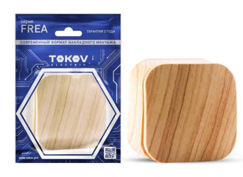 Выключатель 1-кл. ОП Frea 10А IP20 250В АБС-пластик сосна | код TKE-FR-V1-C25 | TOKOV ELECTRIC