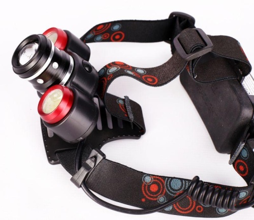 Фонарь налобный аккумуляторный LED5338 3.7В 3LED 5Вт фокус 2 ак. 4 реж. USB бокс черн. Ultraflash 15032 фото 4