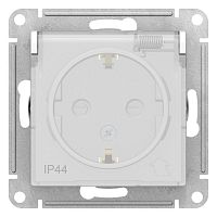 Розетка ATLASDESIGN, скрытый монтаж, с заземлением, с крышкой, со шторками, белый | код. ATN440146 | Schneider Electric