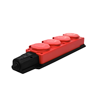 Колодка удлинителя 4-м 16А IP44 MultiSet 2P+E 250В каучук красн. SE MST4124RD