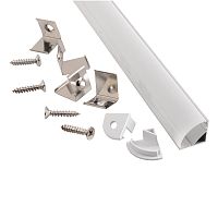 Профиль GAL-GLS-2000-16-16 угловой круглый (2м профиль+2м рассеиватель+2заглушки+4 скоб с шурупами) | код 522700| GENERAL