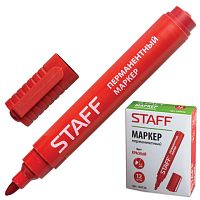 Маркер перманентный (нестираемый) STAFF, КРАСНЫЙ, круглый наконечник, 2,5 мм, 150734 | код 150734 | STAFF